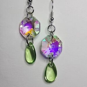 Beautiful multicolored and light green dangle earrings